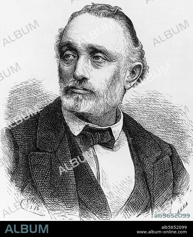 Büchner, Ludwig Arzt, naturwissenschaftlicher Schriftsteller, Darmstadt 28.3.1824 - ebd. 30.4.1899. Porträt. Holzstich nach Photographie.