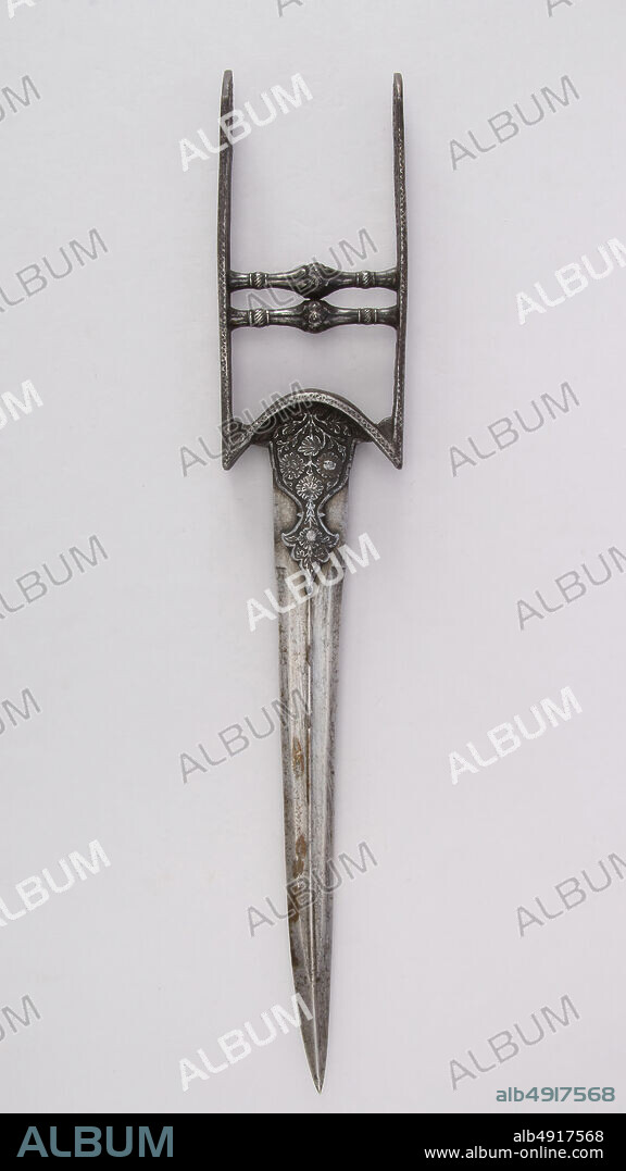 Dagger (Katar), Indian, 18th19th century, Indian, Steel, H. 18 7/8 in. (47.9 cm); W. 3 3/8 in. (8.6 cm); Wt. 1 lb. 8.7 oz. (700.2 g), Daggers.