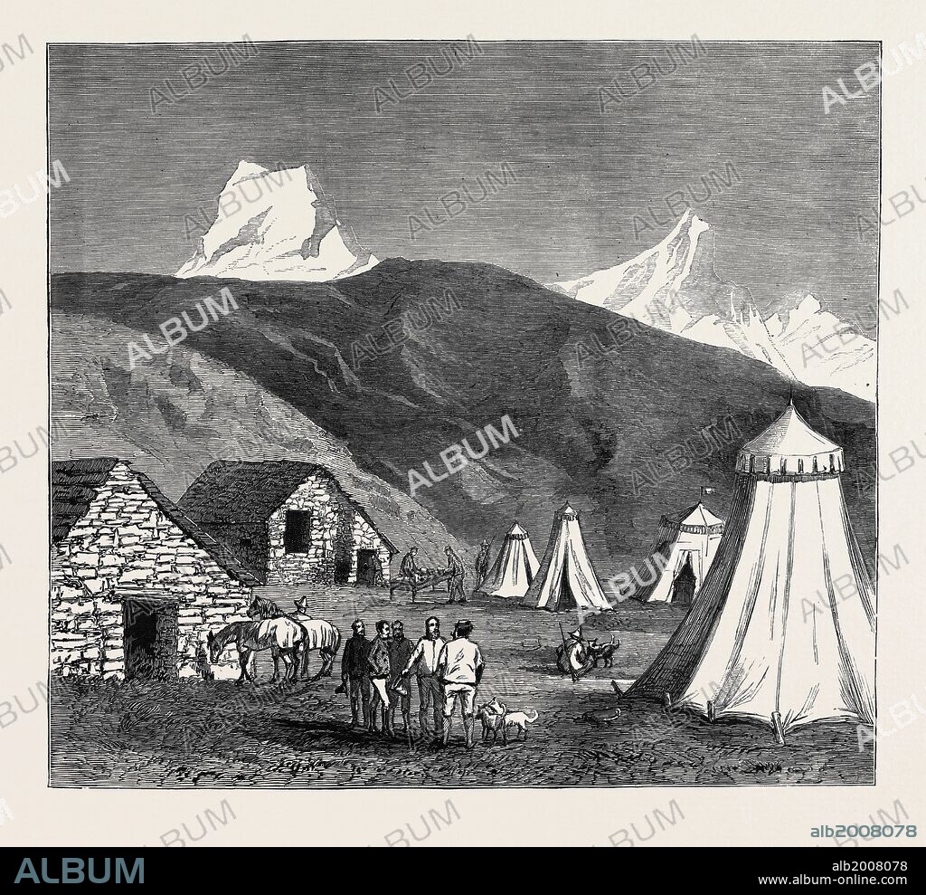 THE KING OF ITALY'S HUNTING QUARTERS IN THE AOSTA VALLEY: ENCAMPMENT OF MONCARNÃ‰.