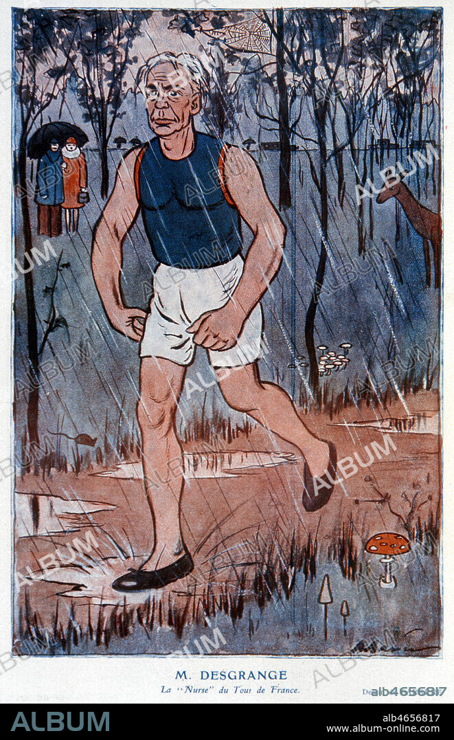 Monsieur Henri DESGRANGE (1865-1940), la nurse du Tour de France. Illustration de Adrien BARRERE (1877-1931) pour Fantasio de 1928. Credit : Collection KHARBINE-TAPABOR.