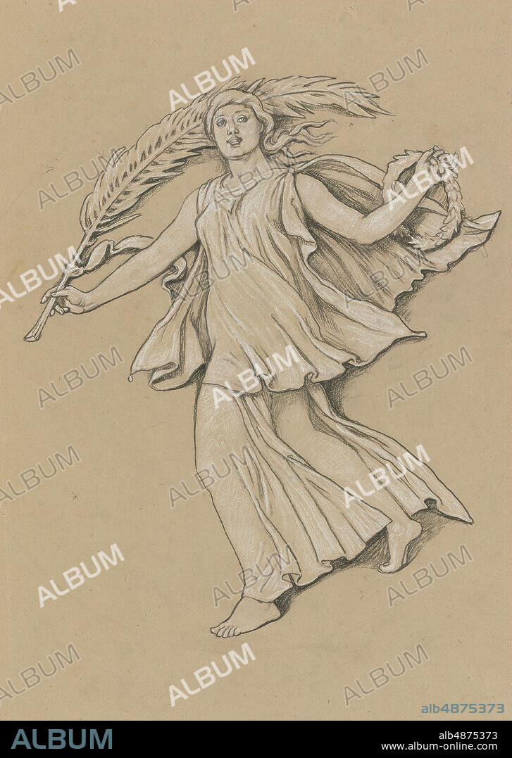 Elihu Vedder, Woman with Palm and Laurel Wreath, 1836-1923, crayon on paper, 20 1/2 in. x 15 1/4 in. (52.1 cm. x 38.73 cm.).