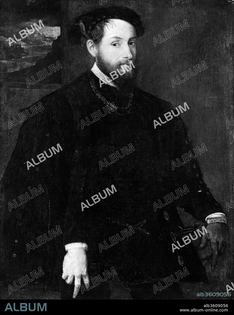 Portrait of a Man. Artist: Lambert Sustris (Netherlandish, Amsterdam, born ca. 1510-15, died after 1560 Venice (?)). Dimensions: 47 1/2 x 36 1/2 in. (120.7 x 92.7 cm).