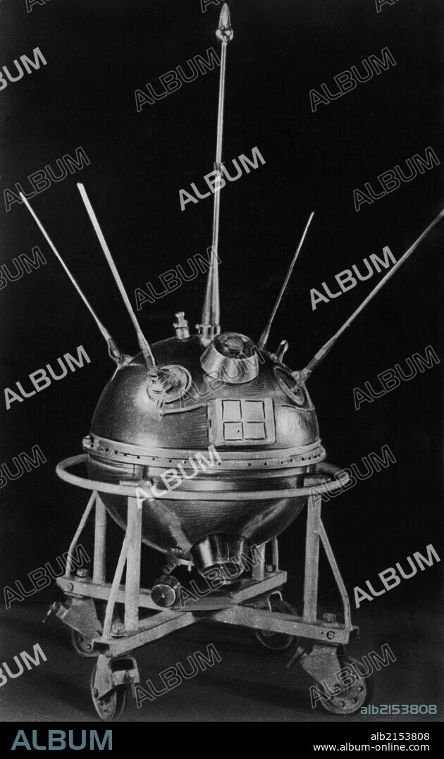 Soviet space probe luna-1 (lunik) prior to launch in 1959, i t was the first space craft to escape earth's orbit.