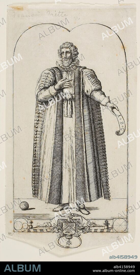 Portrait of François Viète. Charles Meryon (French, 1821-1868); after Daniel Rabel (French, c.1578-1637). Date: 1861. Dimensions: 183 × 90 mm (image); 192 × 101 mm (sheet). Etching with faint burnishing and scraping on grayish ivory laid paper. Origin: France.