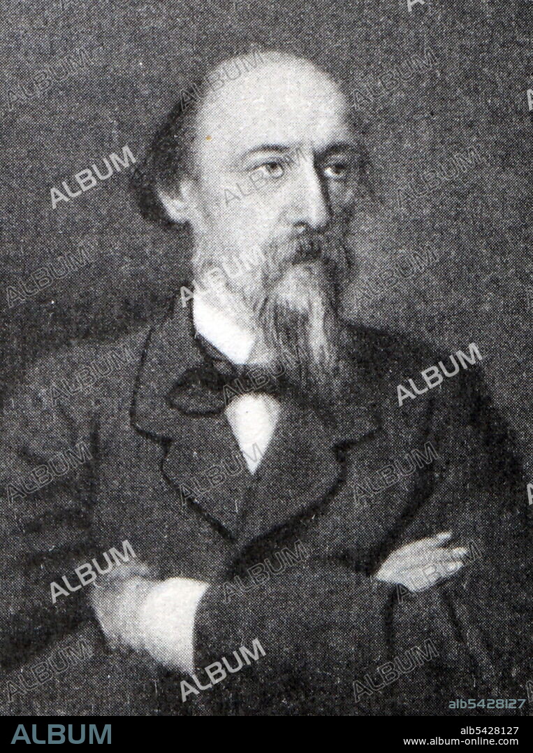 Nikolay Nekrasov (1821 - 1877) Russian poet, writer, critic and publisher, whose deeply compassionate poems about peasant Russia made him the hero of liberal and radical circles of Russian intelligentsia, as represented by Vissarion Belinsky, Nikolay Chernyshevsky and Fyodor Dostoyevsky.