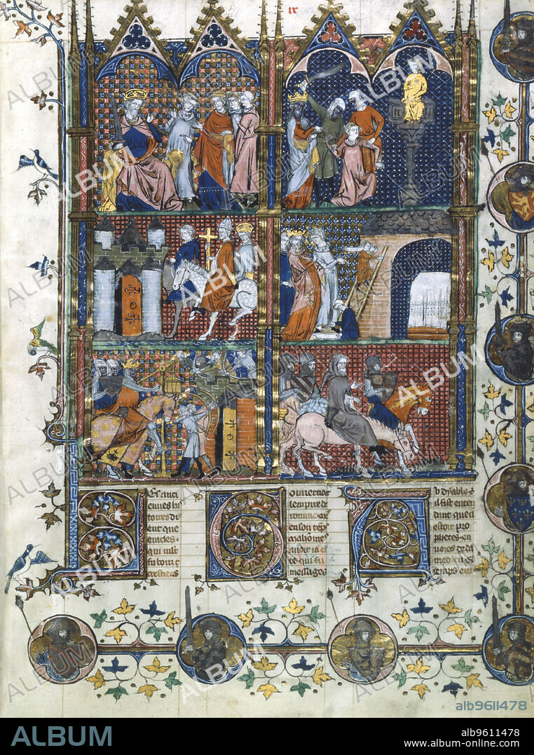 Scenes from the First Crusade, 1096-1099 (14th century). The First Crusade was ordered by Pope Urban II at the Council of Clermont in 1095, with the objective of recapturing Jerusalem and the Holy Land from the Muslim Turks. Commanded by Godfrey of Bouillon and other prominent barons, the Crusade set off in 1096 and succeeded in capturing Jerusalem in 1099, massacring most of the city's inhabitants, Muslim, Jewish and even Eastern Christian.