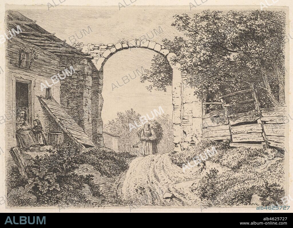 JOHANN CHRISTIAN ERHARD. Girl with a Load of Hay, Outside of Thorbogen, 1817.