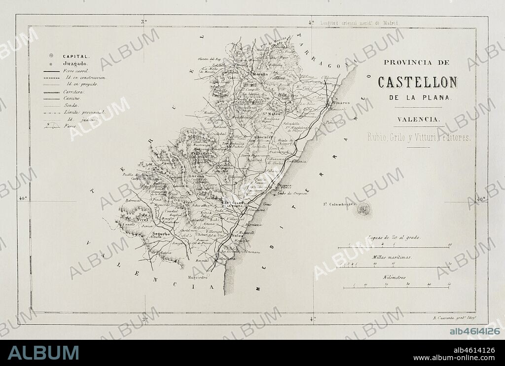 Historia de España. Mapa de la Provincia de Castellón de la Plana. Crónica General de España. Historia Ilustrada y Descriptiva de sus Provincias. Tomo Valencia,1867.