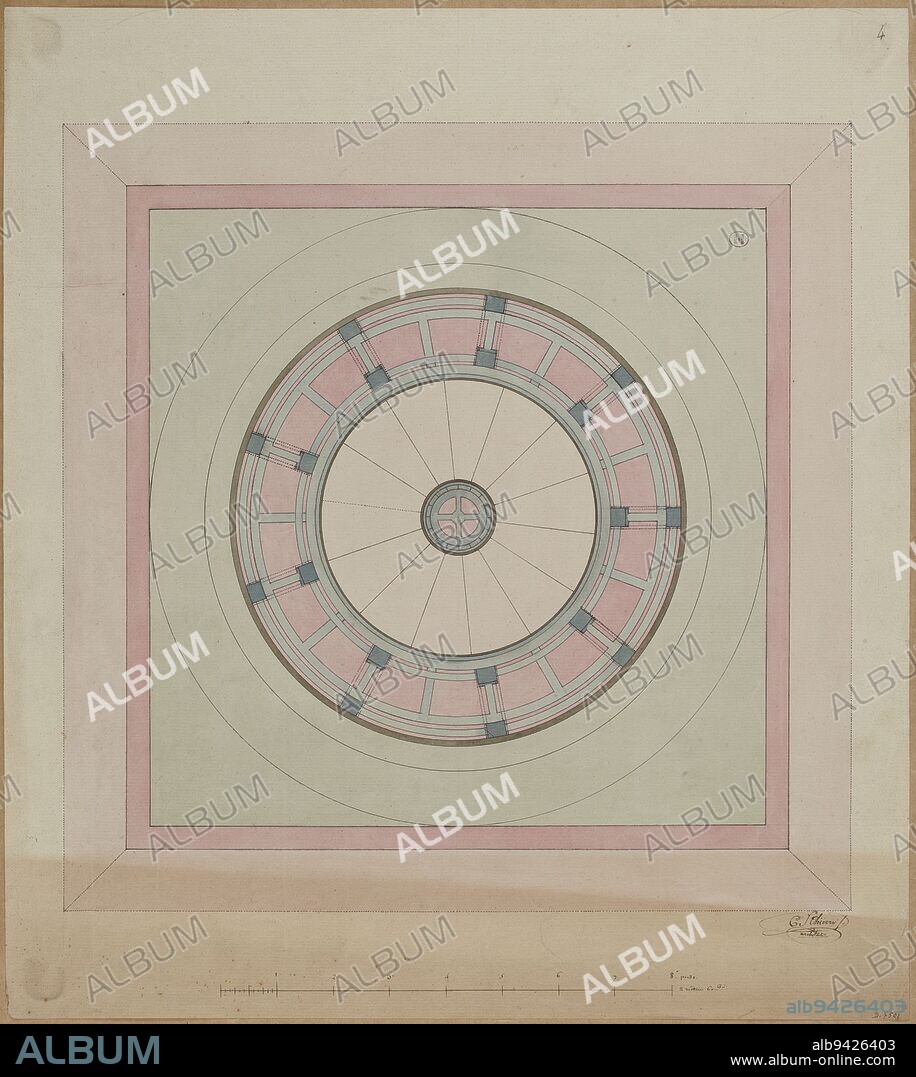 Plan of the column of Charlemagne for the Place Vendôme, Thierry, C. F., Draughtsman, Drawing, Graphic arts, Drawing, Height: 48 cm, Width: 43 cm.
