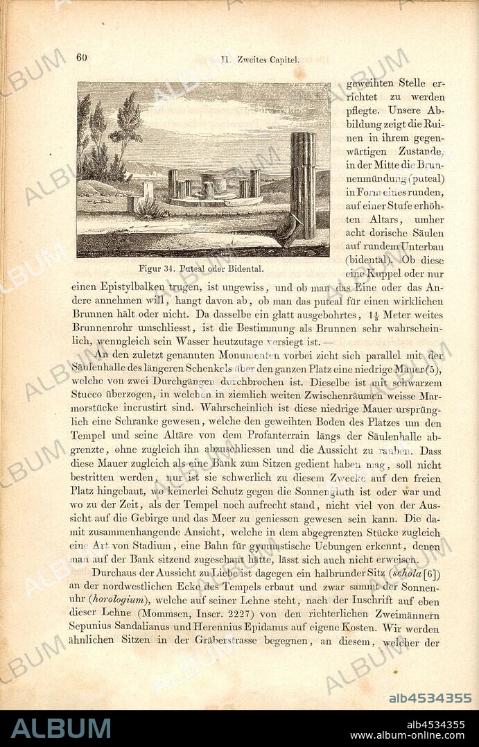 Puteal or Bidental, View ruins of a well puteal or a bidental, Fig. 34, p. 60, 1856, Johannes Overbeck: Pompeji in seinen Gebäuden, Alterthümern und Kunstwerken [...]. Leipzig: Verlag von Wilhelm Engelmann, 1856.