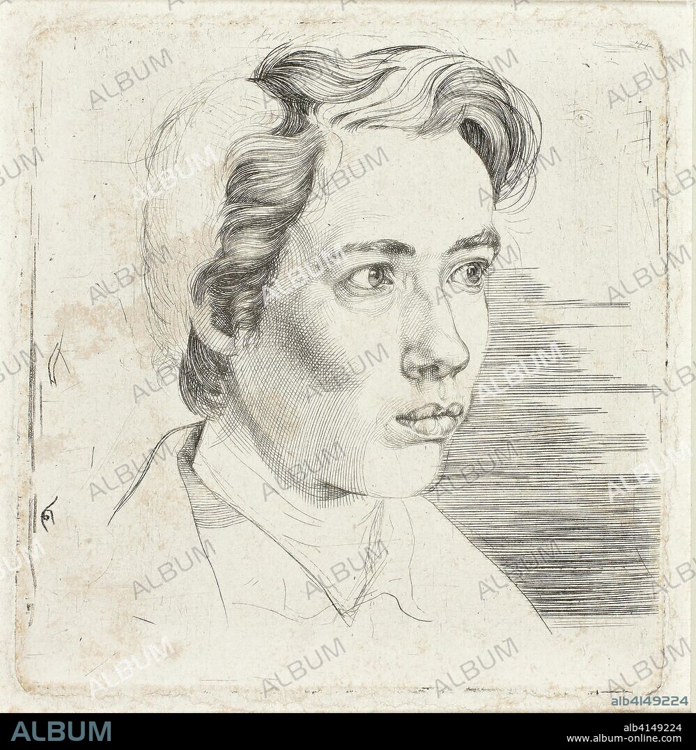 EUGEN EDUARD SCHÄFFER. Portrait of the Artist's Student Maisonneuve. Eugen Eduard Schäffer; German, 1802-1871. Date: 1824. Dimensions: 70 × 85 mm (image); 78 × 85 mm (plate); 178 × 233 mm (sheet). Engraving in black on ivory wove paper. Origin: Germany.
