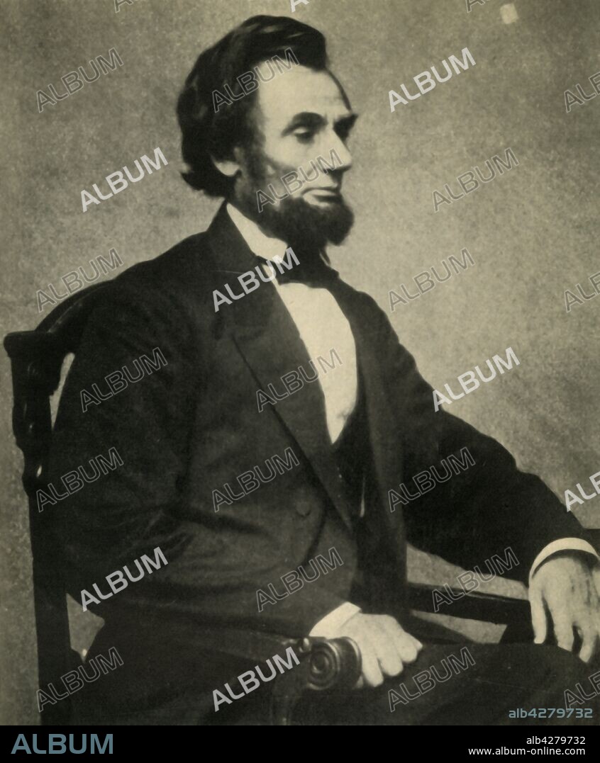 Abraham Lincoln, 1864, (1930). Portrait of Abraham Lincoln (1809-1865), American politician who served as the 16th President of the United States from March 1861 until his assassination in April 1865. Lincoln led the United States through its Civil War and in doing so, he preserved the Union, paved the way to the abolition of slavery, strengthened the federal government and modernized the economy. From "Lincoln" by Emil Ludwig. [G. P. Putnam's Sons, London & New York, 1930].