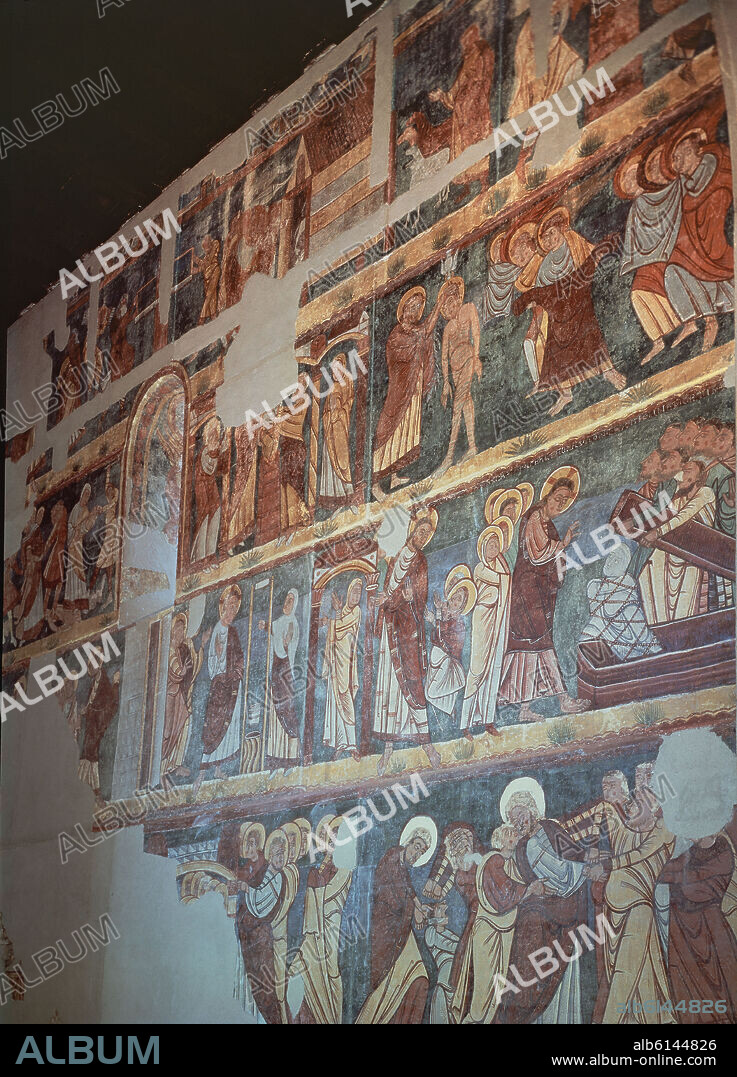 PINTURAS ROMANICAS CON LA VIDA DE JESUS PROCEDENTES DE LA IGLESIA DE SAN JULIAN Y SANTA BASILISA DE BAGÜES (ZARAGOZA) - SIGLO XII - ROMANICO ARAGONES.