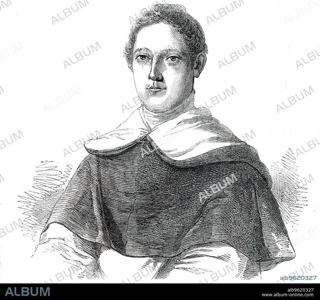 Dr. Giacinto Achilli, 1850. 'Dr. Achilli was born at Viterbo in 1803; he took the Dominican habit in his native town at the early age of sixteen; and in the year 1821 he was ordained a priest at Lucca...[later he]...became thoroughly convinced that the doctrine of Transubstantiation was not warranted by Scripture; and his preaching soon became so decidedly Protestant that he was speedily summoned to Rome, and confined in the Inquisition'. (Achilli was discharged from the priesthood and imprisoned by the Roman Inquisition, allegedly for child sexual abuse or for doctrinal heresy. He later became a fervent evangelist for the Protestant Anglican Communion). From "Illustrated London News", 1850.