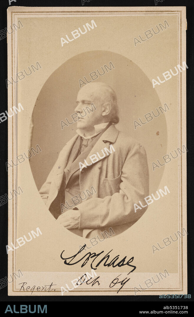 ALEXANDER GARDNER. Portrait of Salmon Portland Chase (1808-1873), October 1864.