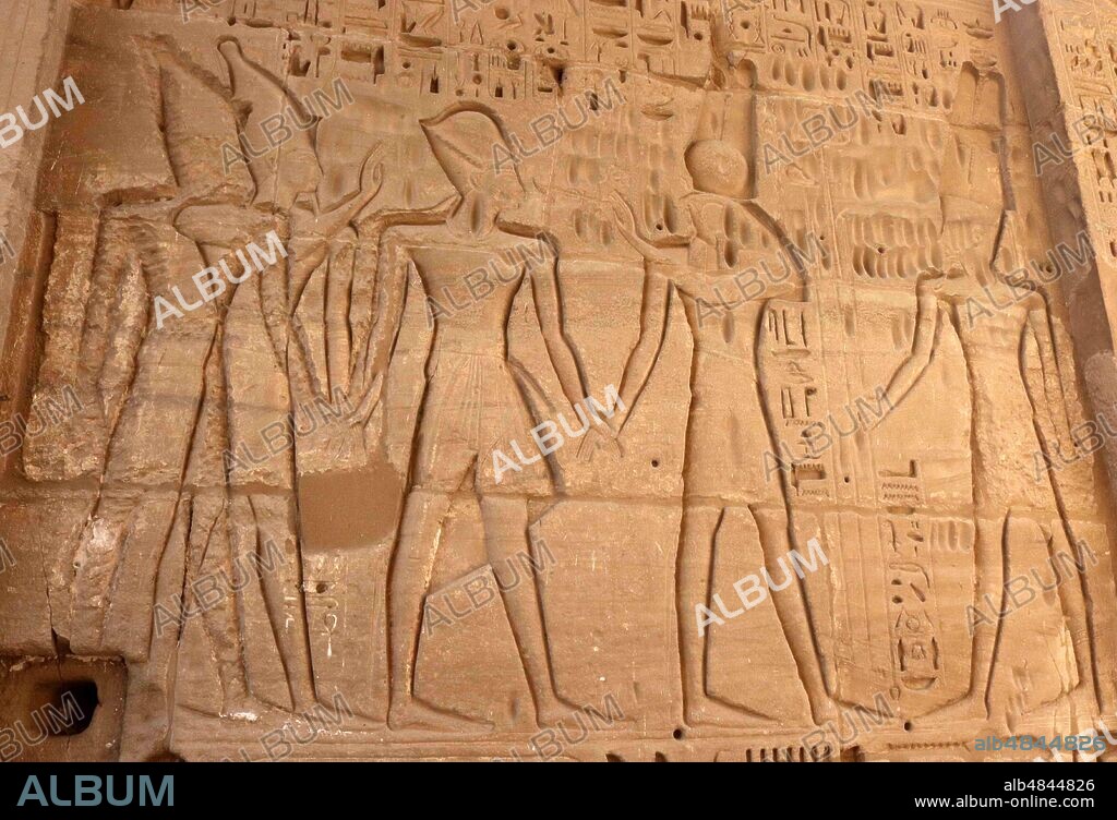 First Pylon at the Temple of Rameses II at Medinet Habu, Egypt. The Mortuary Temple of Ramesses III at Medinet Habu was an important New Kingdom period temple structure in the West Bank of Luxor in Egypt. The temple has inscribed reliefs depicting the advent and defeat of the Sea Peoples during the reign of Ramesses III. Initial excavation of the temple took place sporadically between 1859 and 1899.