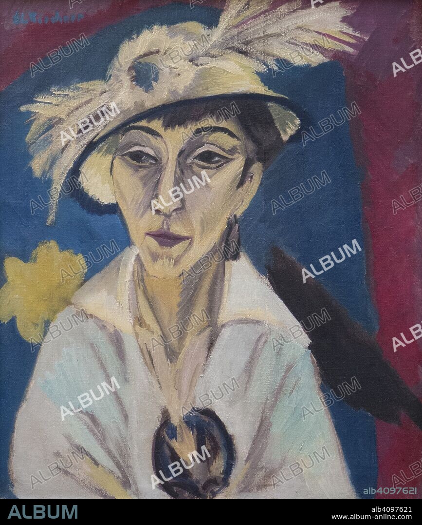 ERNST LUDWIG KIRCHNER. Portrait of Erna Schilling (Lady with Hat).