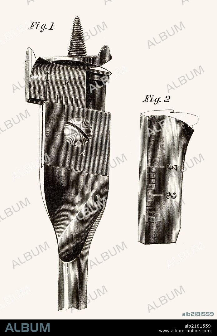 Boring different size holes in wood can require multiple tips at great expense.  This invention solves that problem.  The adjuster allows for one drill bit head for cut a variety of holes.