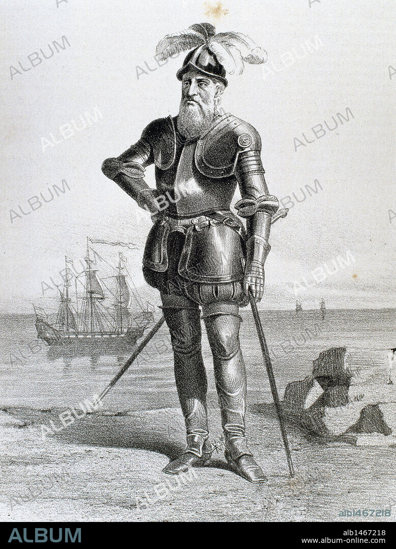 PIZARRO, Francisco (1478-1541). Conquistador español Grabado del s. XIX.