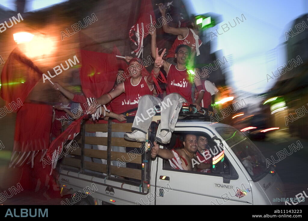 Football fans, Aleppo (Haleb), Syria, Middle East.