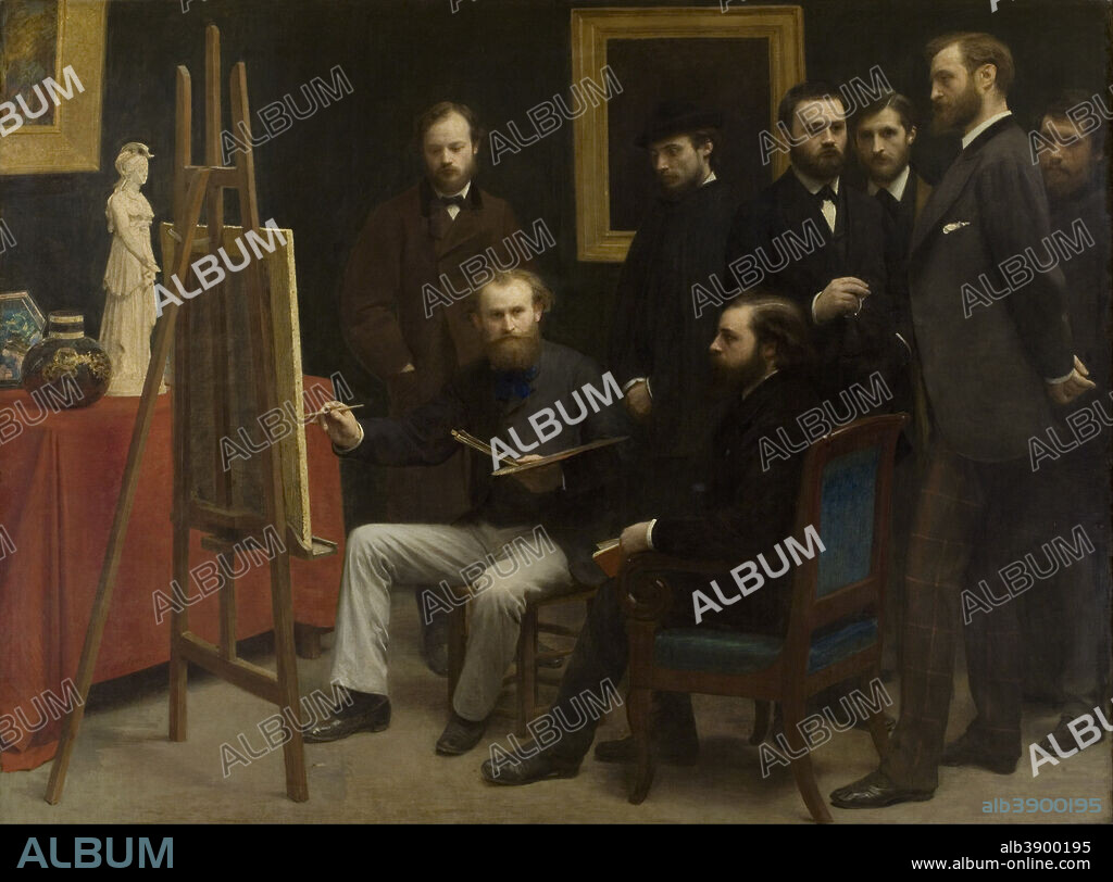 HENRI FANTIN-LATOUR. Un atelier aux Batignolles A Studio at Les Batignolles. Date/Period: 1870. Painting. Oil on canvas. Height: 2,040 mm (80.31 in); Width: 2,730 mm (107.48 in).