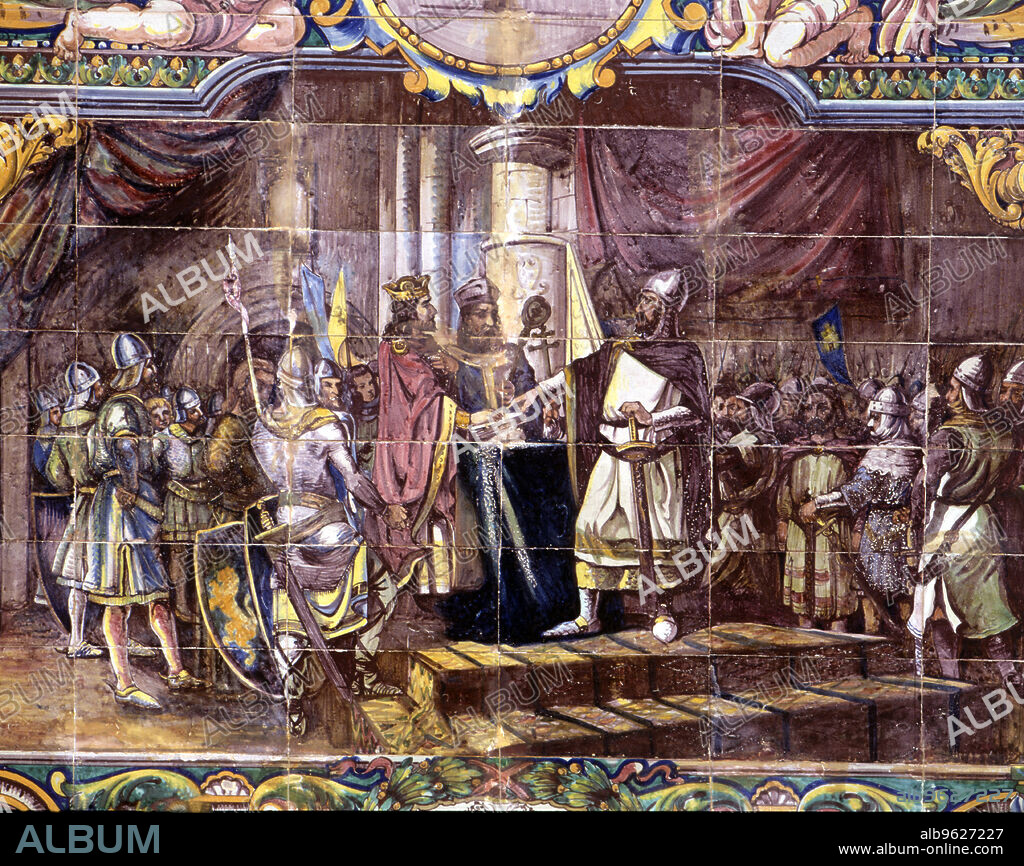 Jura de Santa Gadea' Alfonso VI (1040-1109), king of Castile,  swears before El Cid Campeador.