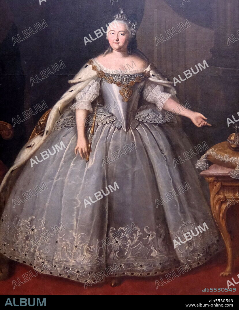 Portrait of Empress Elizaveta Petrovna (1709–1762), oil on canvas, 1743, by Ivan Vishnyakov (1699–1761). Elizabeth Petrovna reigned as Empress of Russia from 1741 until her death in 1762. Ivan Yakovlevich Vishnyakov (1699 – 1761) was a Russian portrait painter and muralist in the Rococo style.