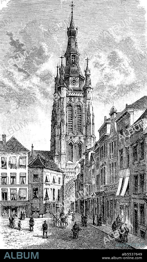 The church of St. Martin in Kortrijk, Kortryk, Courtrai, formerly Cortrick, Flanders, Belgium, in 1880.