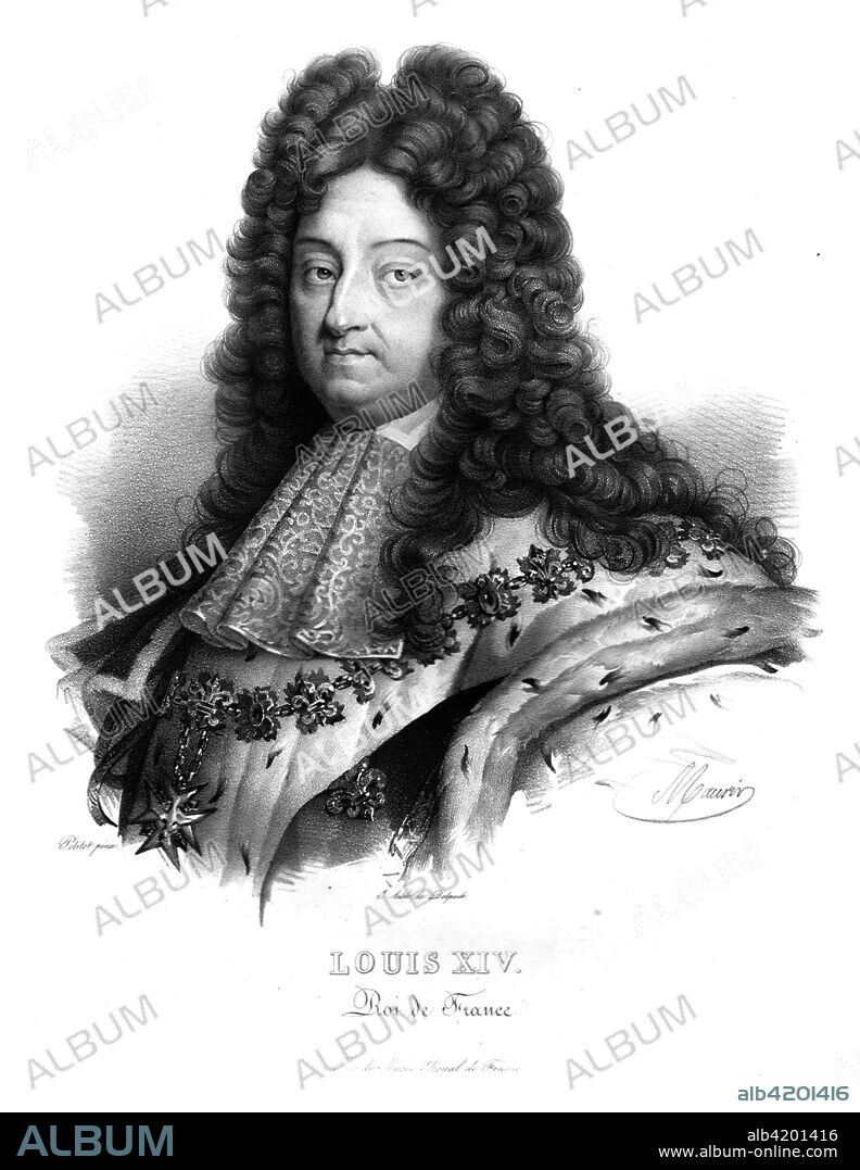 'Louis XIV. Roi de France', King Louis XIV of France, (c1820s). Although Louis (1638-1715) inherited the French crown in 1643, he did not actually take the reigns of power until the death of his Chief Minister, Cardinal Mazarin, in 1661. Known as the 'Sun King', Louis was the epitome of the absolute monarch. He was on the throne for 72 years, longer than any other major European ruler. His reign saw a flowering of the arts and architecture in France, as well as a growth of French economic and military power.