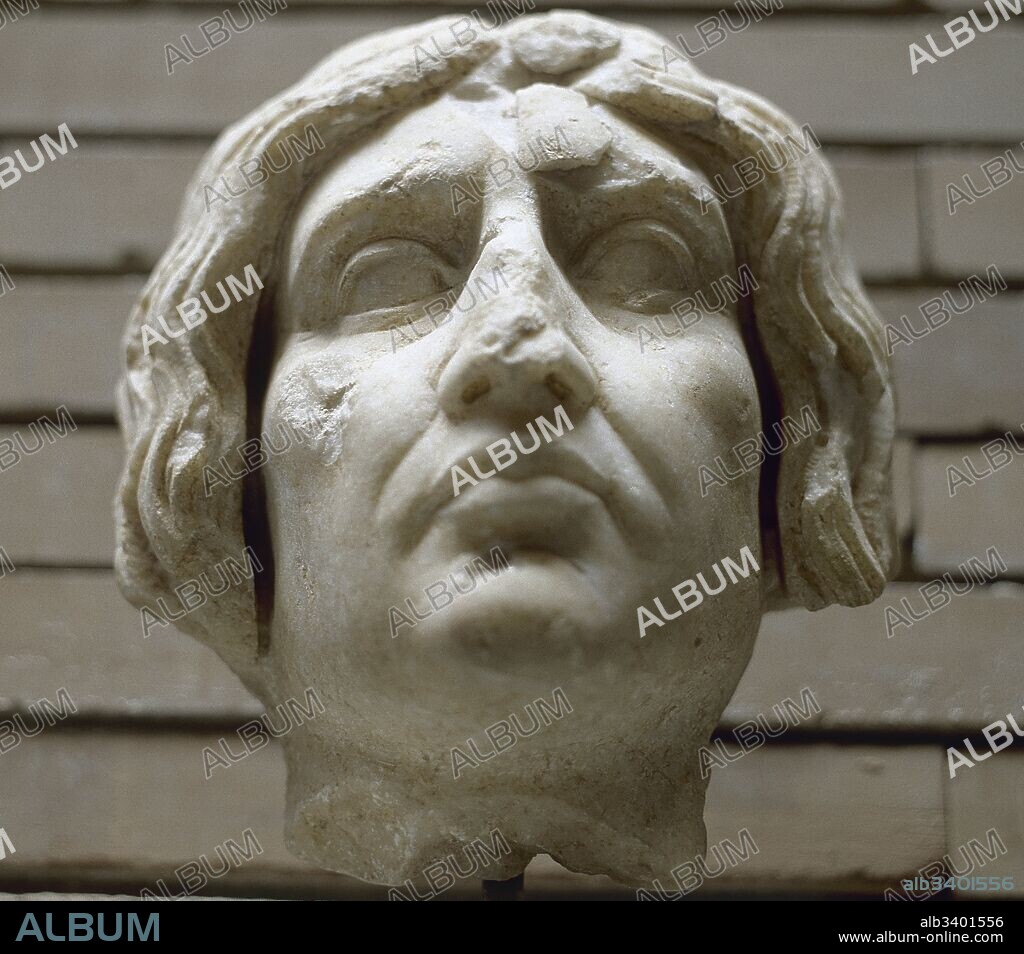 Roman art. Head of Isis priestess. From the Oriental Necropolis of Merida, 1st century AD. National Museum of Roman Art. Merida, Badajoz province, Extremadura, Spain.