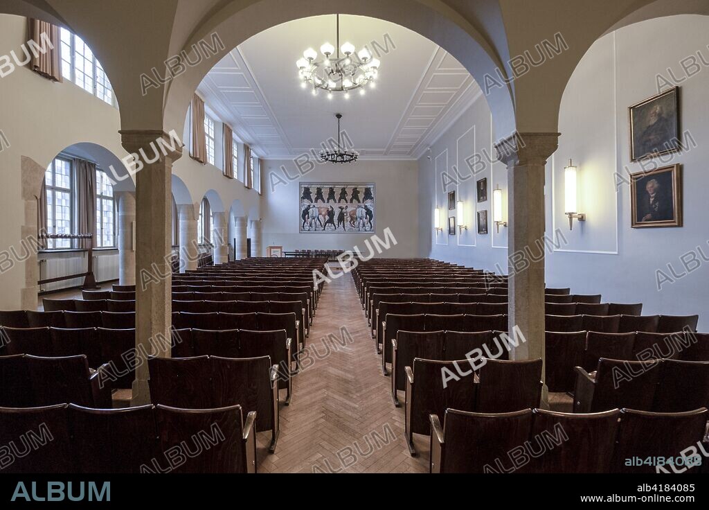 Jugentil assembly hall, Department of Philosophy, Jena University, Jena, Germany, 2018.  Friedrich Schiller University is one of the ten oldest universities in Germany.