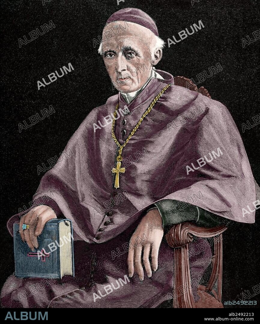 Henry Edward Manning (1808-1892). Arzobispo y cardenal inglés, miembro de la Iglesia católica romana. Grabado por Rico. "La Ilustración Española y Americana", 1892. Coloreado.