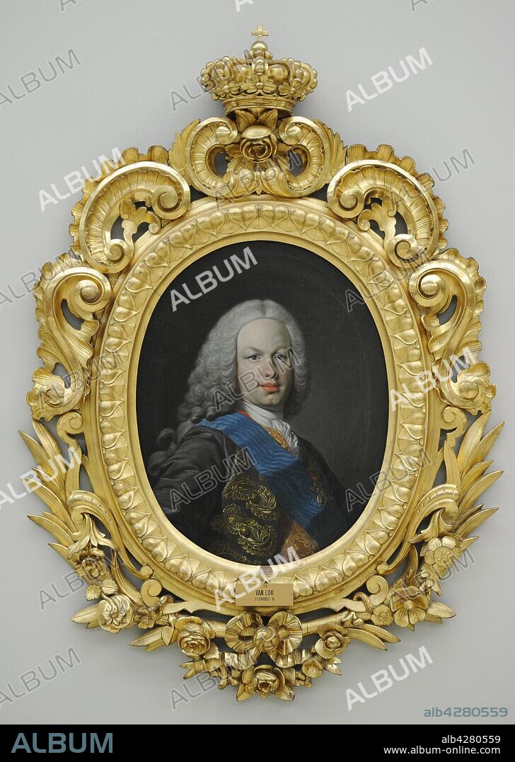 Fernando VI (1713-1759). Rey de España (1746-1759). Hijo de Felipe V y María Luisa Gabriela de Saboya. Retrato por Louis Michel Van Loo (1707-1771), 1750-1758. Óleo sobre lienzo, 65 x 50 cm. Real Academia de Bellas Artes de San Fernando. Madrid. España.