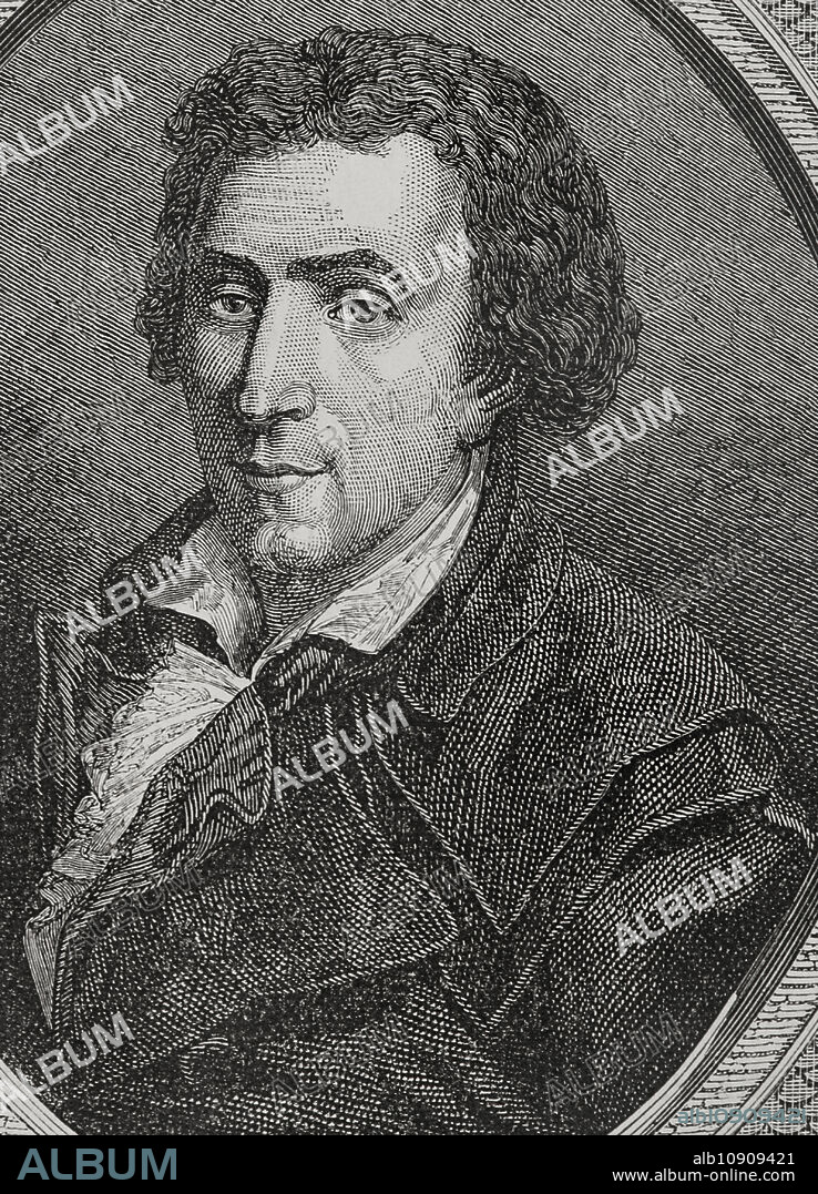 Jacques-Pierre Brissot (1754-1793). Periodista y dirigente político francés. Lideró a los girondinos durante la Revolución Francesa. Retrato. Grabado. "Historia de la Revolución Francesa". Tomo I, 1876.