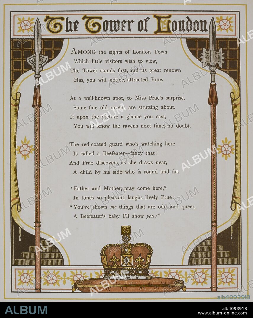 THOMAS CRANE. The Tower of London. A crown. Illustration from â€˜London townâ€™. London town. Marcus Ward & Co.: London, 1883. Image taken from : London Town. Verses by Felix Leigh. Source: 12805.s.9, page 8.