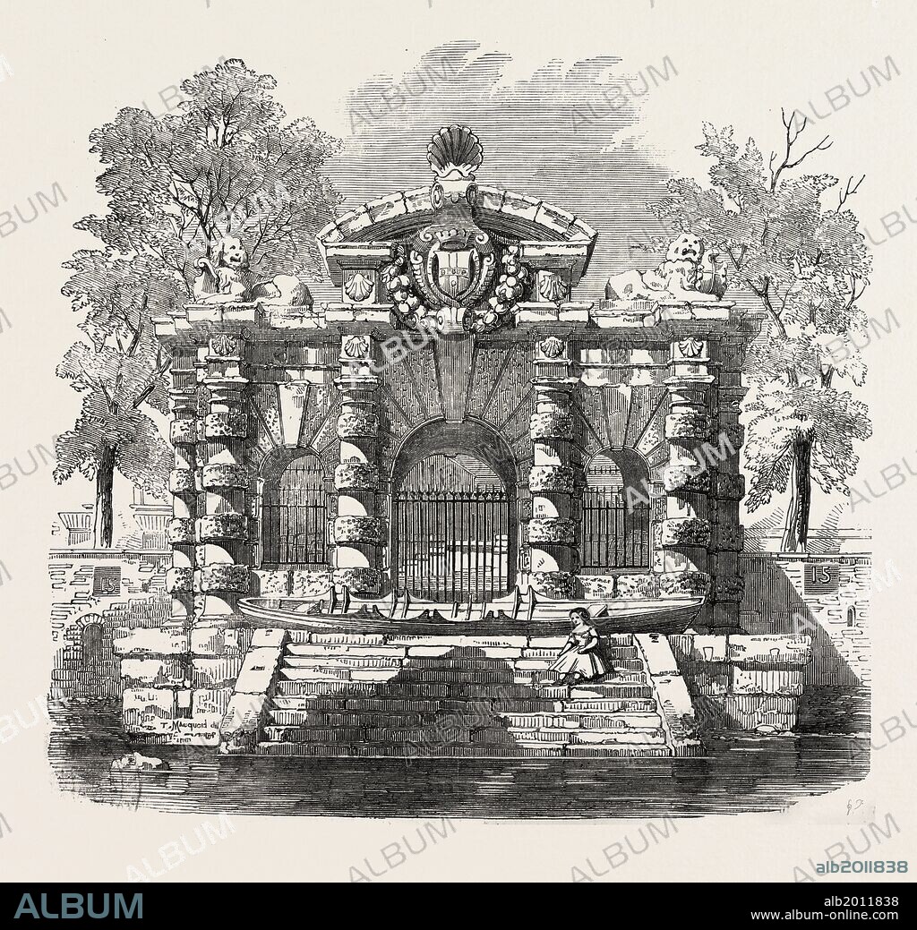 THE WATER-GATE OF YORK HOUSE, BUCKINGHAM STREET, STRAND, LONDON, 1854.