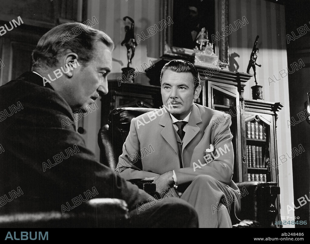 GEORGE BRENT and PAUL LUKAS in EXPERIMENT PERILOUS, 1944, directed by JACQUES TOURNEUR. Copyright RKO.