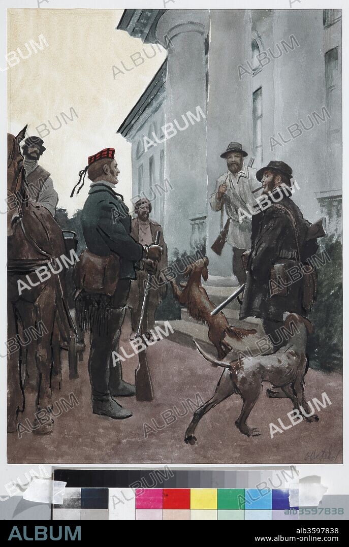 OREST GEORGIEVICH VEREYSKY. Before the hunt. Illustration for novel Anna Karenina by Leo Tolstoy.