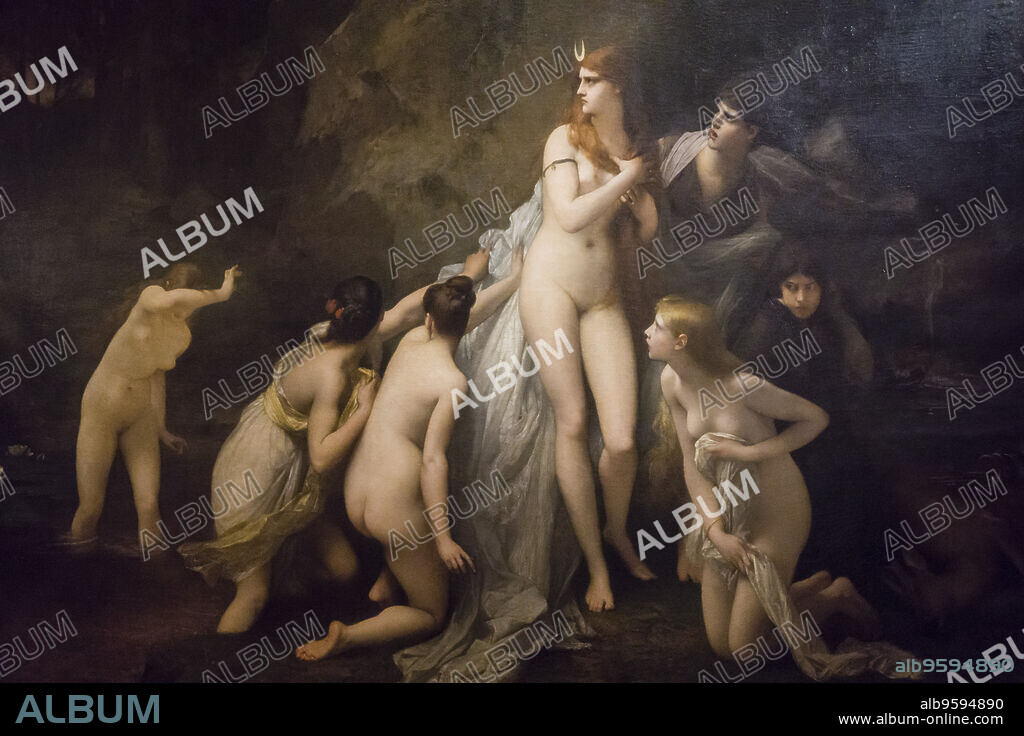 Jules Joseph Lefebvre, Diana sorprendida, 1879, óleo sobre tela, Museo Nacional de Bellas Artes (MNBA) ,Buenos Aires, republica Argentina, cono sur, South America.