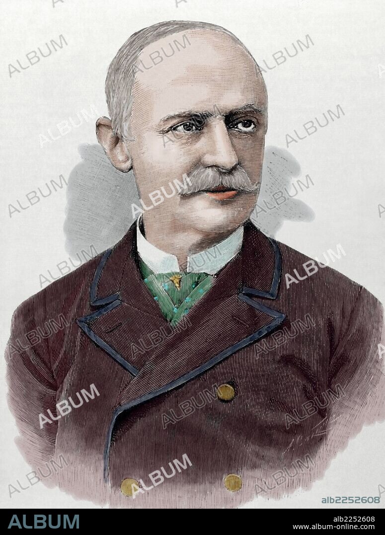 BENJAMIN MAXIMO LAGUNA (1822-1902). Ingeniero de montes, botánico y entomólogo español. Grabado por Carretero. "La Ilustración Española y Americana", 1875. Coloreado.