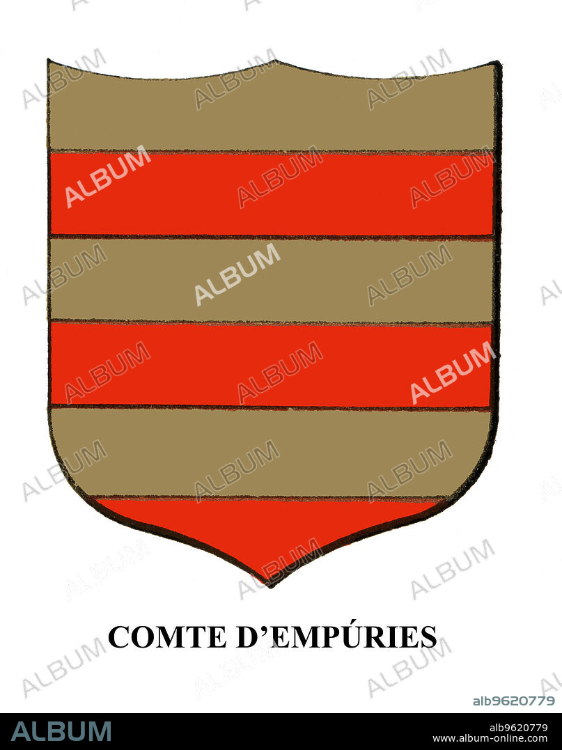 History of Catalonia by Antoni Aulestia i Pijoan (1849-1908), and Ernest Moliné i Brases (1868-1940), 1921. Heraldic shield of the Count of Empúries.