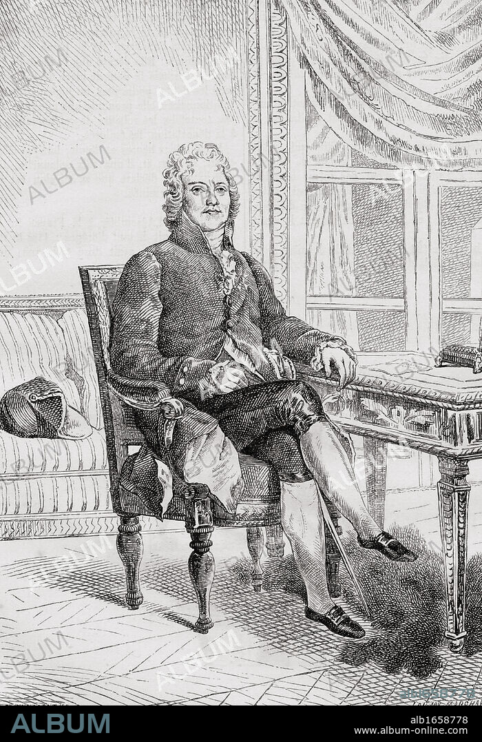 Charles Maurice de Talleyrand-Perigord, 1754-1838. French politician and diplomat.Engraved by Launy-Marchand after E. Parmentier. From "Histoire de la Revolution Francaise" by Louis Blanc.