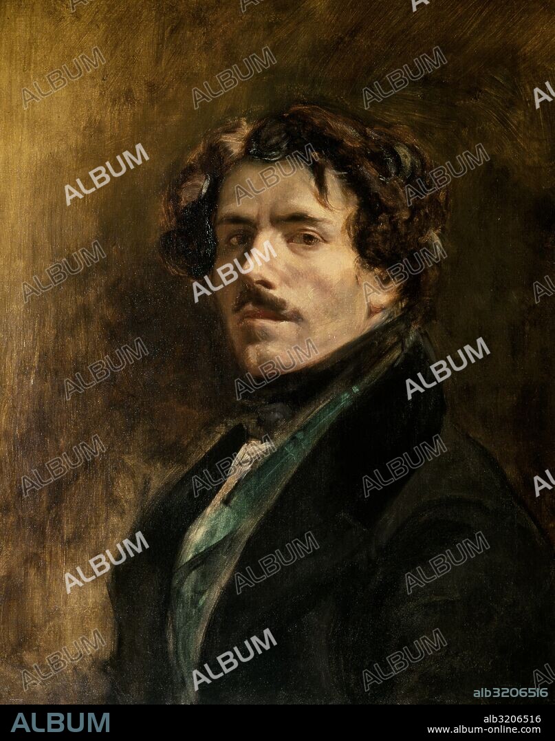 ARTE SIGLO XIX. FRANCIA. DELACROIX, Eugène (Charenton-Saint-Maurice,1789-París,1863). Pintor y grabador francés, máximo representante de la pintura francesa romántica. "AUTORRETRATO CON CHALECO VERDE". 65 x 54,5 cm. Pintura realizada en el año 1837. Museo del Louvre. París. Francia.