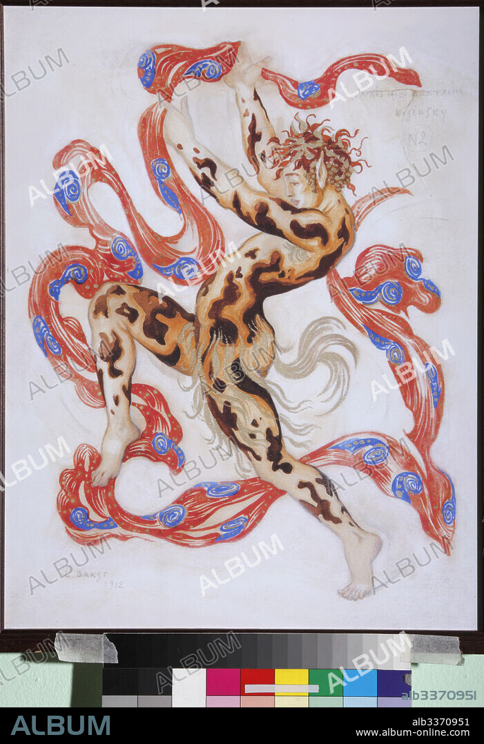LEON BAKST. Vaslav Nijinsky in the Ballet The Afternoon of a Faun by C. Debussy.