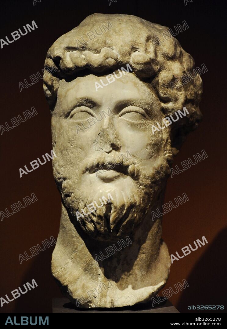 Marco Aurelio (121-180). Emperador romano de la Dinastía Antonina. Busto. Mármol. Autor desconocido. Galería Nacional. Museo Nacional de Arte, Arquitectura y Diseño. Oslo. Noruega.