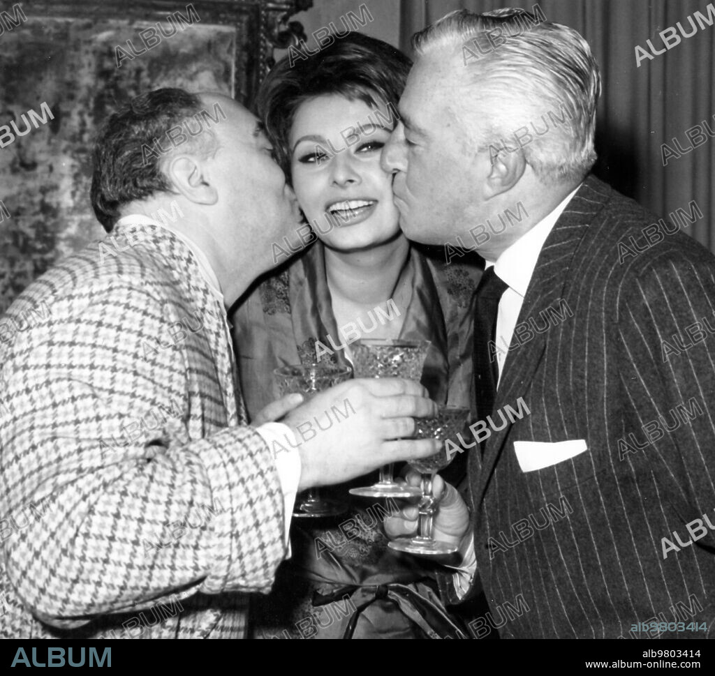 Carlo ponti, sophia loren, vittorio de sica.