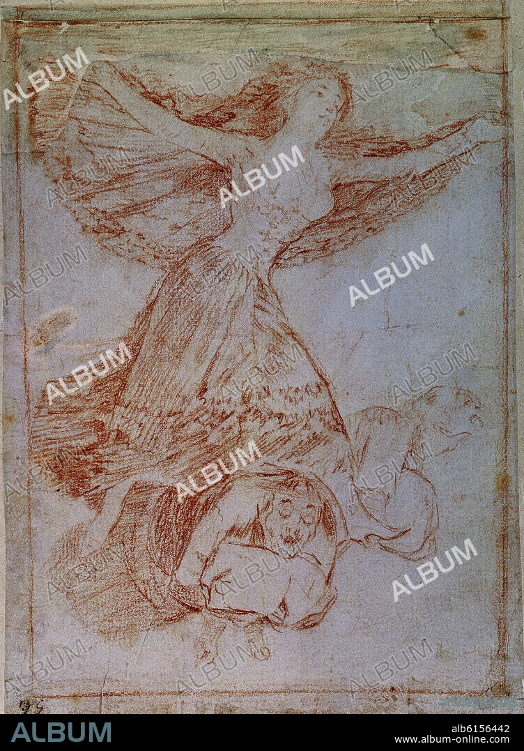 FRANCISCO DE GOYA. DIBUJO PREPARATORIO PARA EL CAPRICHO 61 - VOLAVERUNT - SIGLO XVIII.