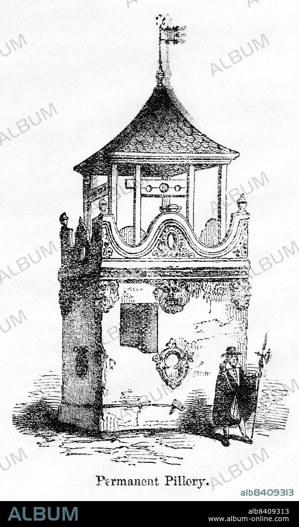 Permanent Pillory, Illustration from the Book, John CasselÄôs Illustrated History of England, Volume II, text by William Howitt, Cassell, Petter, and Galpin, London, 1858.