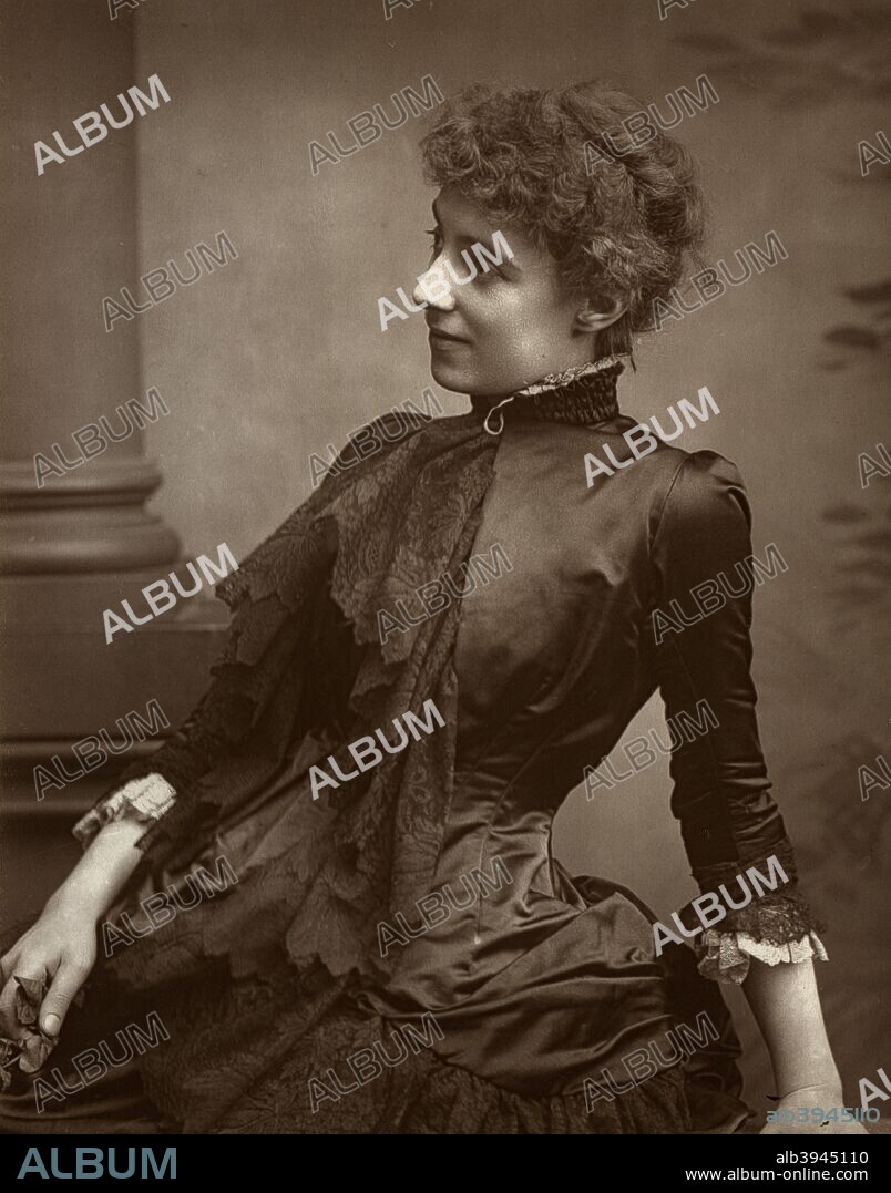 Helen Maud Holt (Mrs Beerbohm Tree), British actress, 1884. A photograph from The Theatre, A Monthly Review, Volume III, January to June, 1884, edited by Clement Scott, David Bogue, London, 1884.
