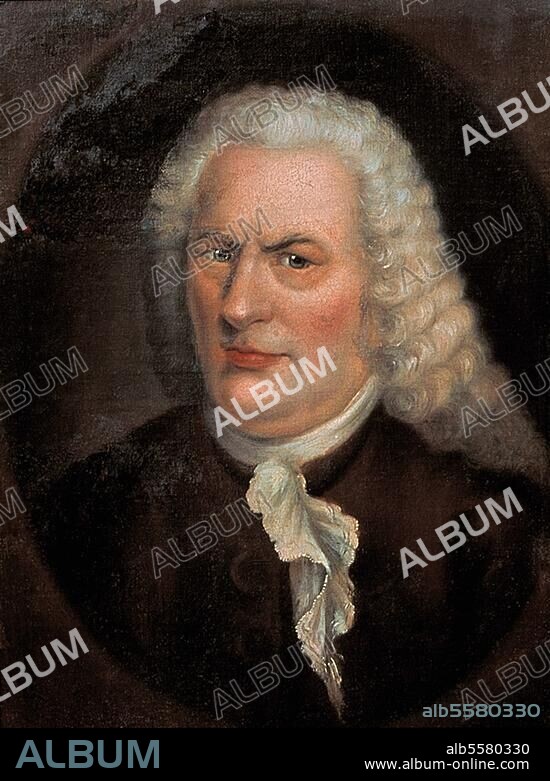 ELIAS GOTTLOB HAUSSMANN and SAMUEL GOTTLOB KUETNER. Bach, Johann Sebastian; Composer. Eisenach 21.3.1685 - Leipzig 28.7.1750. Portrait. Painting, c. 1820 (?), anonym. copy of the painting, 1746, by Elias Gottlieb Hausmann (1695-1774) originally based on an engraving by Samuel Gottlob Kuetner. (1747-1828). Oil on canvas, 48 × 43cm. Leipzig, Music Library.